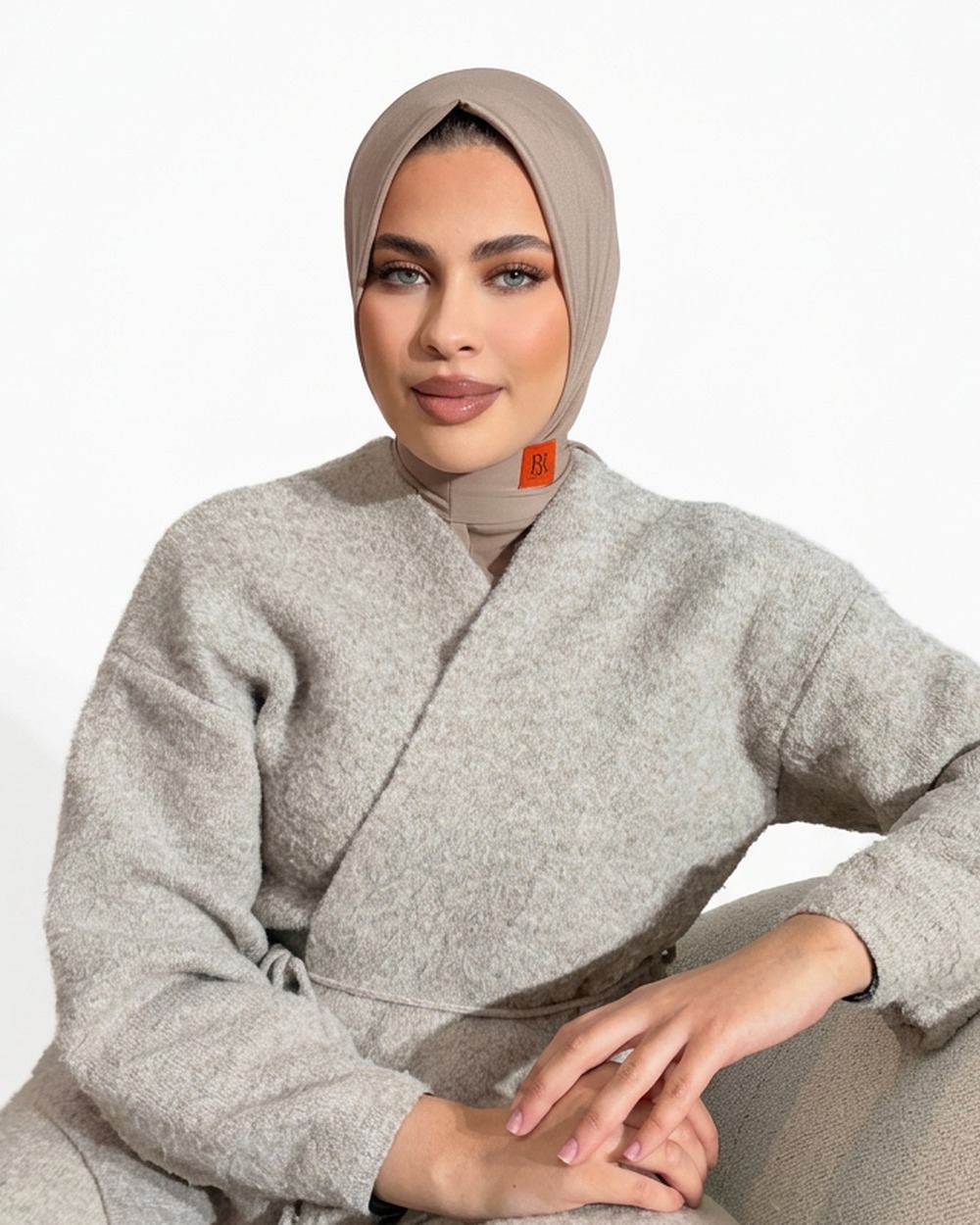 Slip-on hijab TAUPE X ORANGE